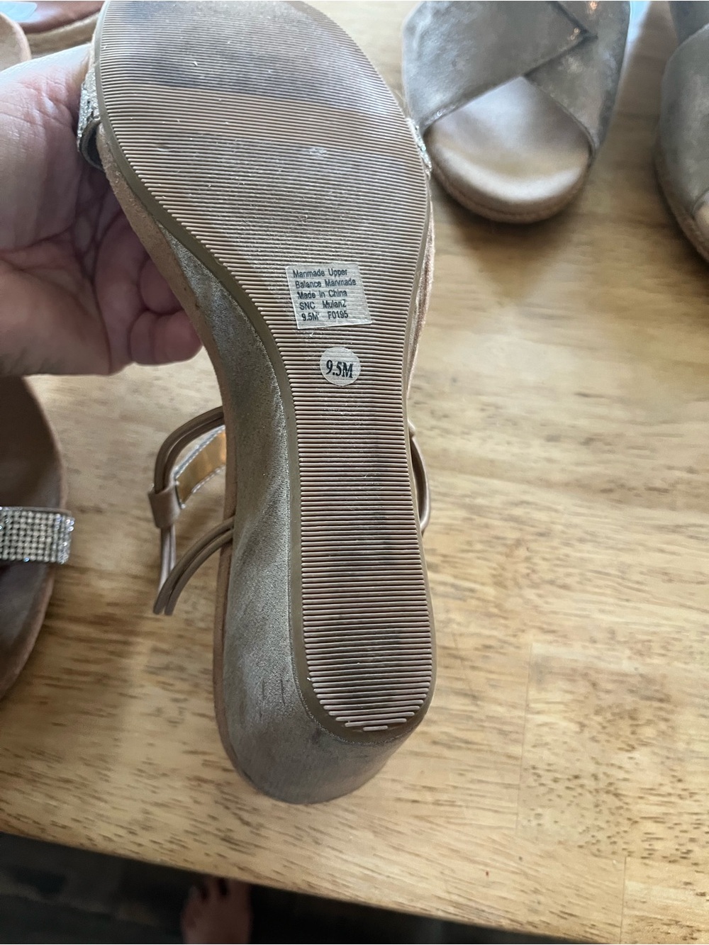 Style & Co. Tan Rhinestone T-Strap Sandals - Picture 3 of 5
